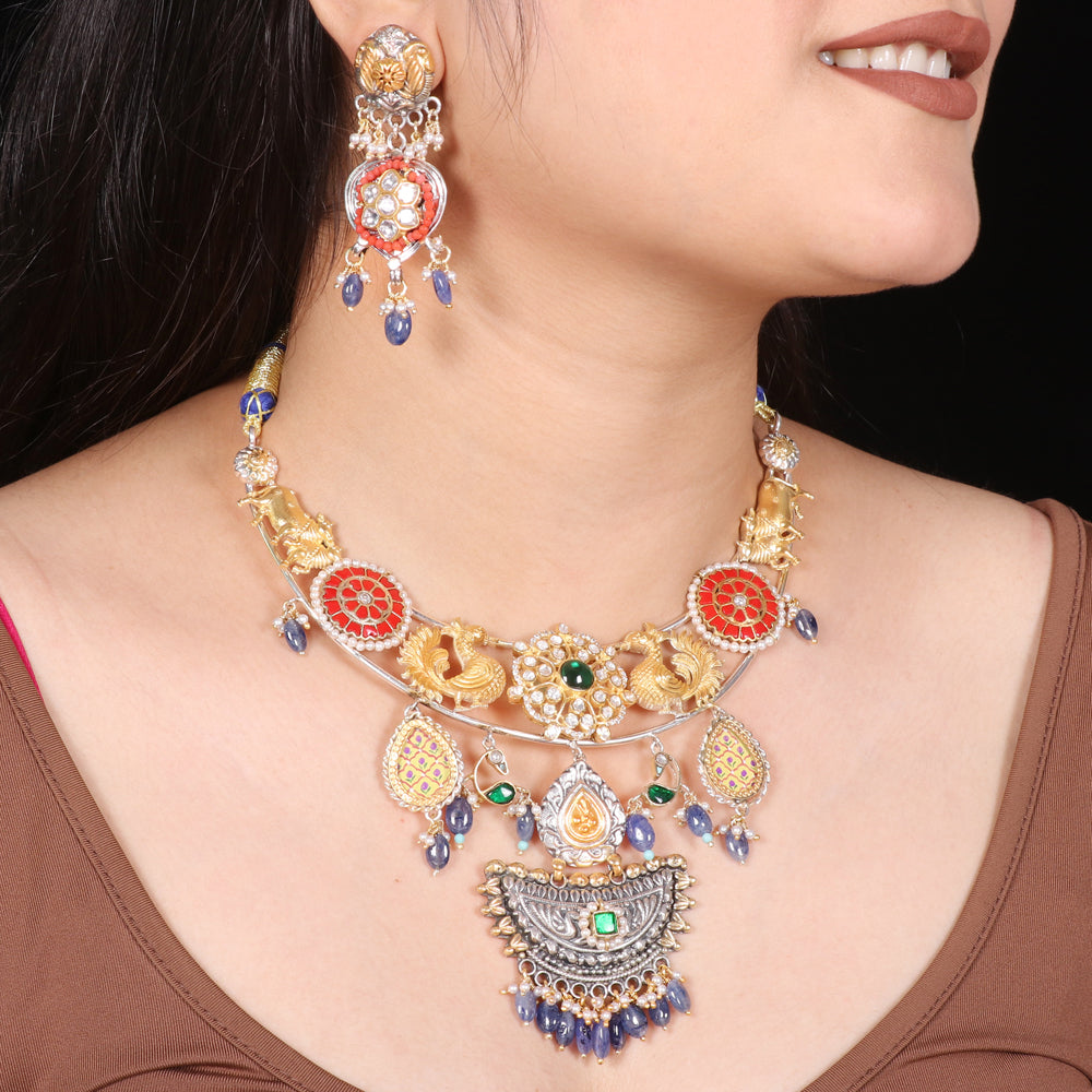 Fusion Necklace Set with Corals and Amethyst Beads image 0